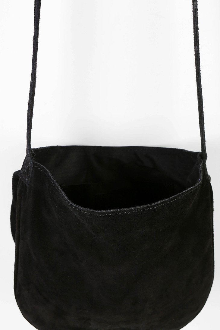 Lyst Bdg Suede Crossbody Saddle Bag In Black Gallery