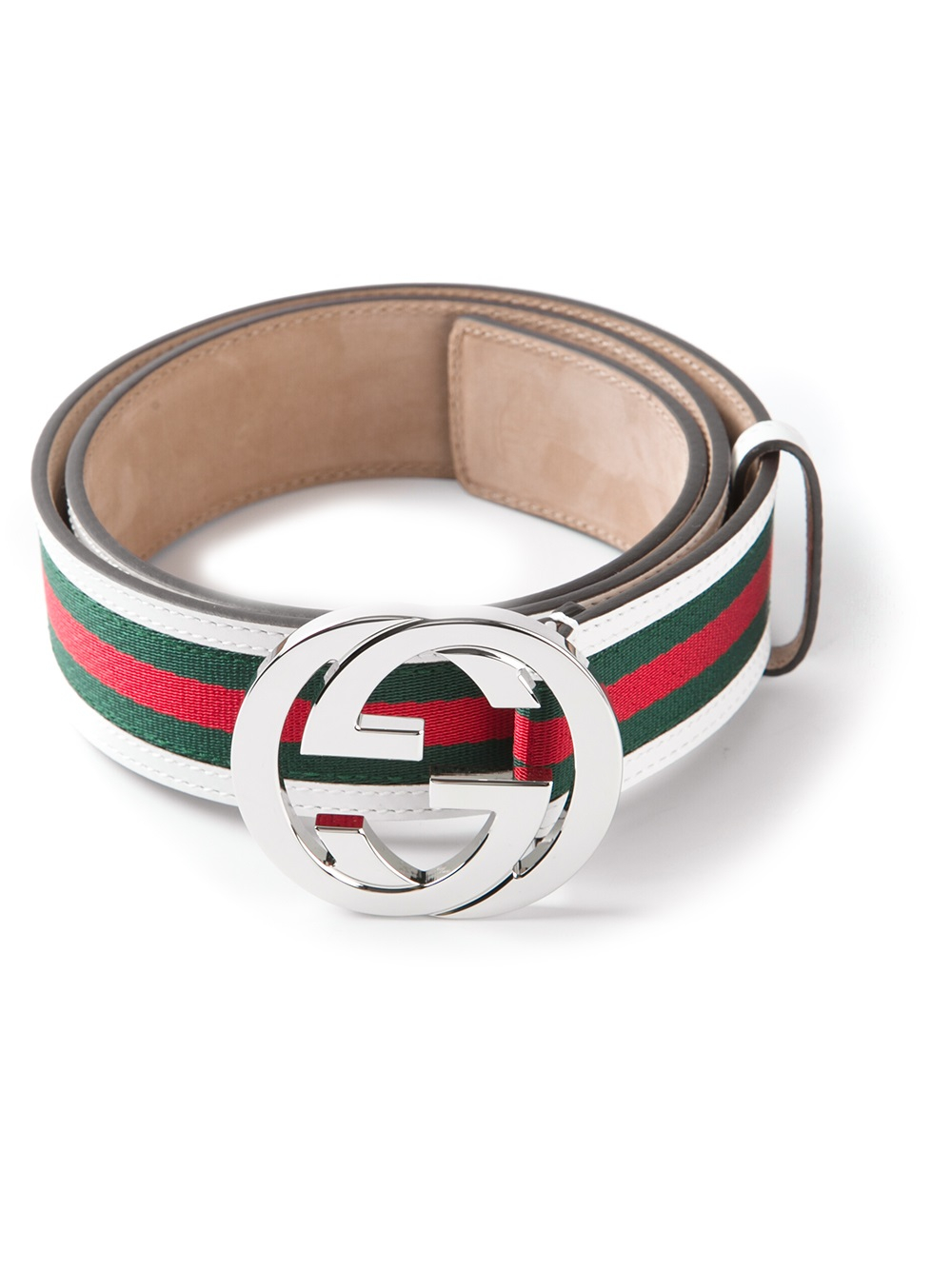 Gucci Striped Belt in White for Men | Lyst