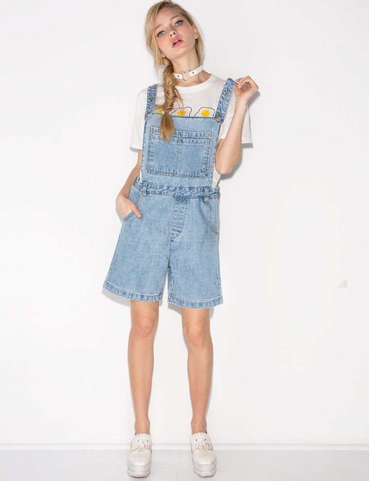 lyst pixie market denim overall romper in blue lyst pixie market denim overall romper in blue