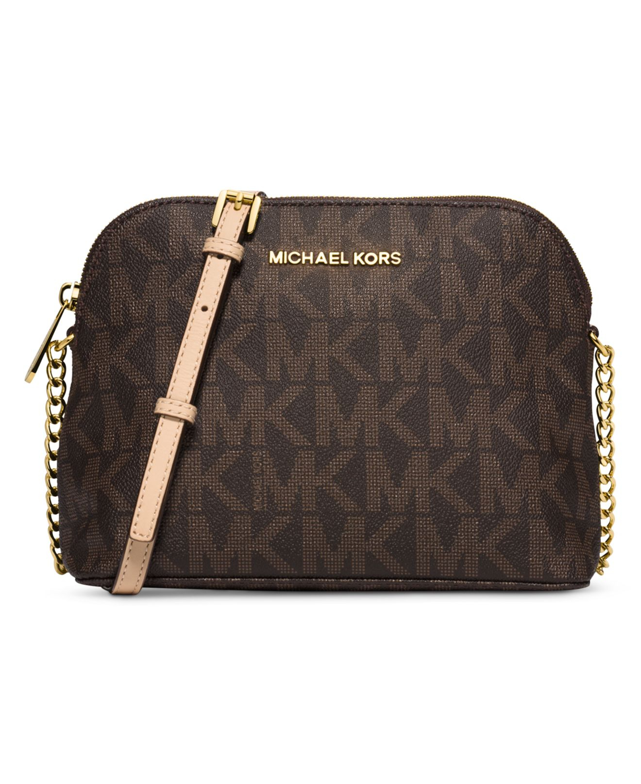 Michael kors Michael Cindy Large Dome Crossbody in Brown | Lyst