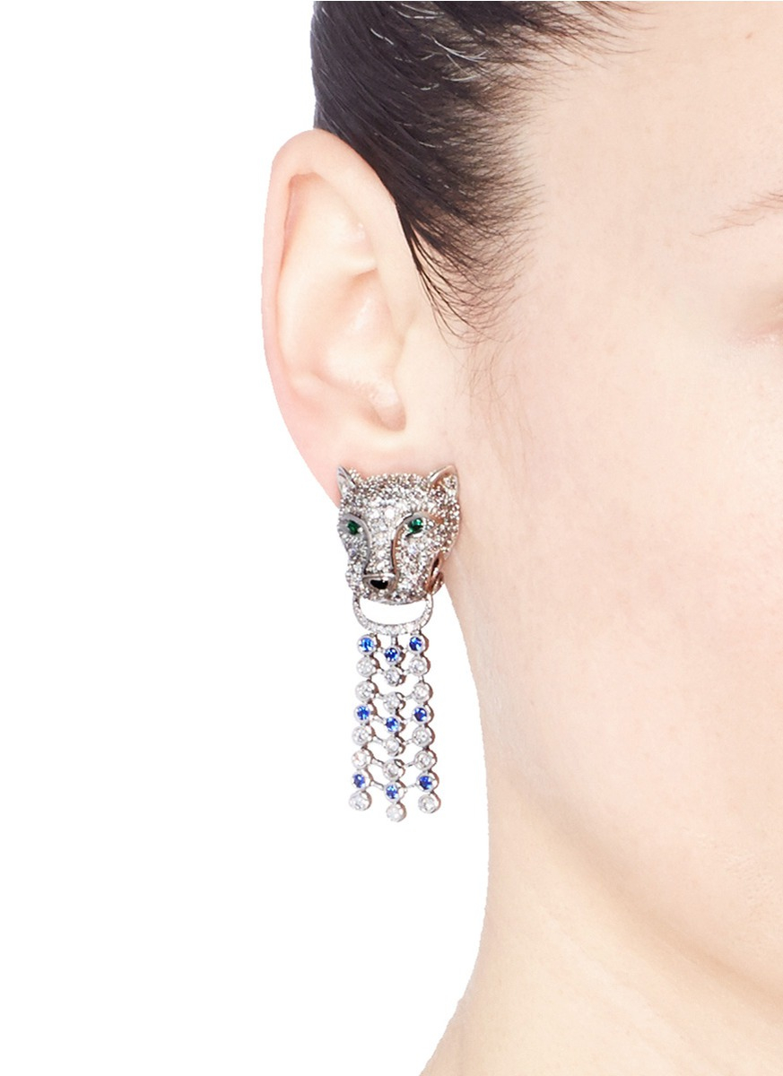 Lyst Cz By Kenneth Jay Lane Cubic Zirconia Pavé Leopard Head Gallery