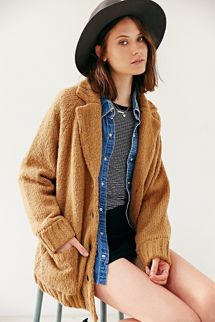 Bdg Cocoon Sweater Coat in Brown | Lyst
