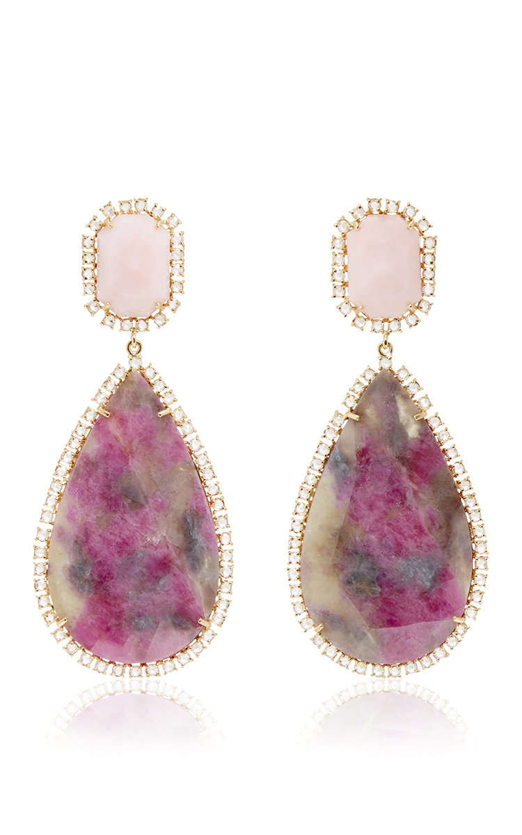 Lyst Irene Neuwirth Opal Diamond Drop Earrings In Pink