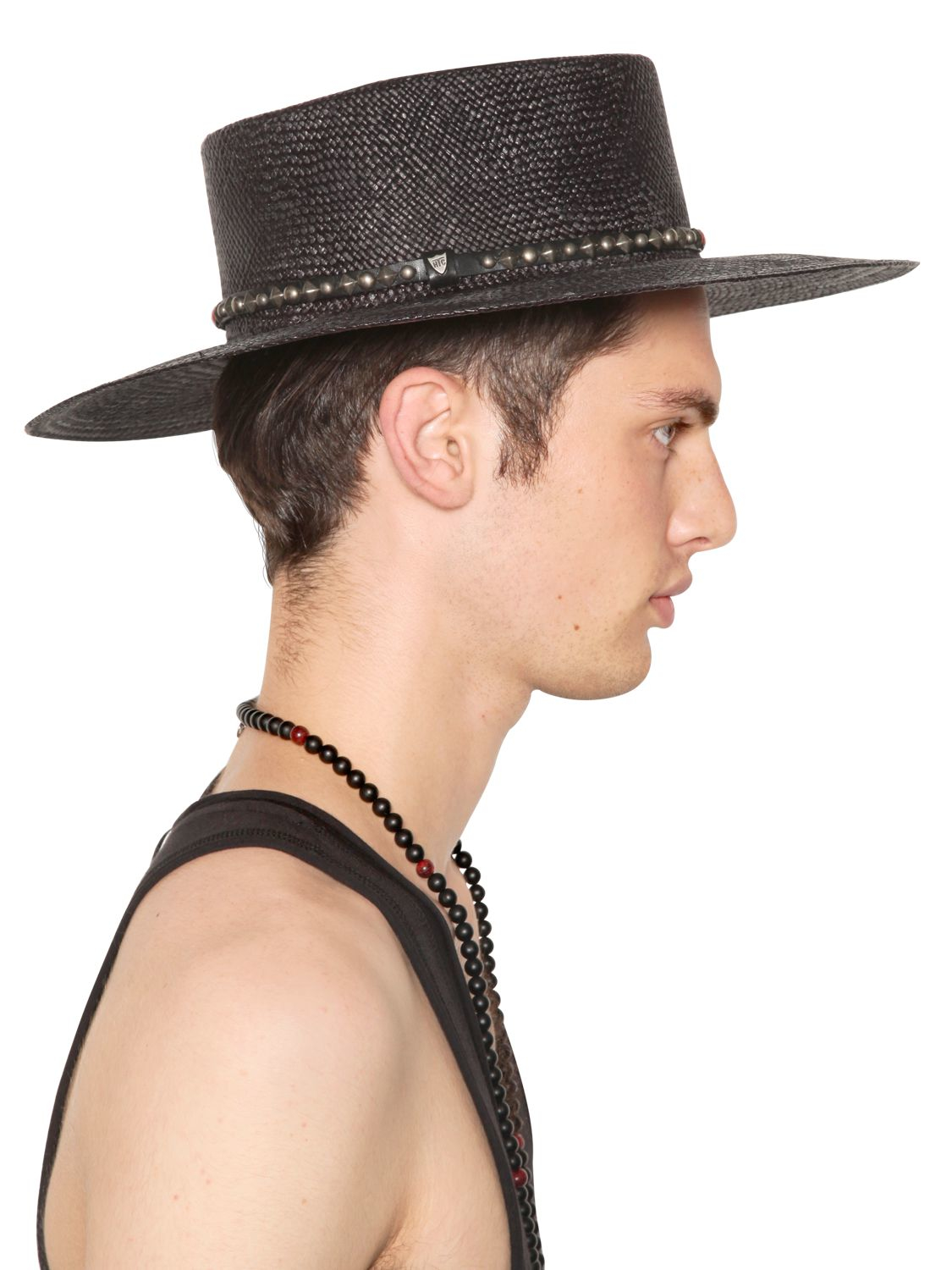 htc hollywood trading company black straw hat with studded leather hatband product 0 245492324 normal