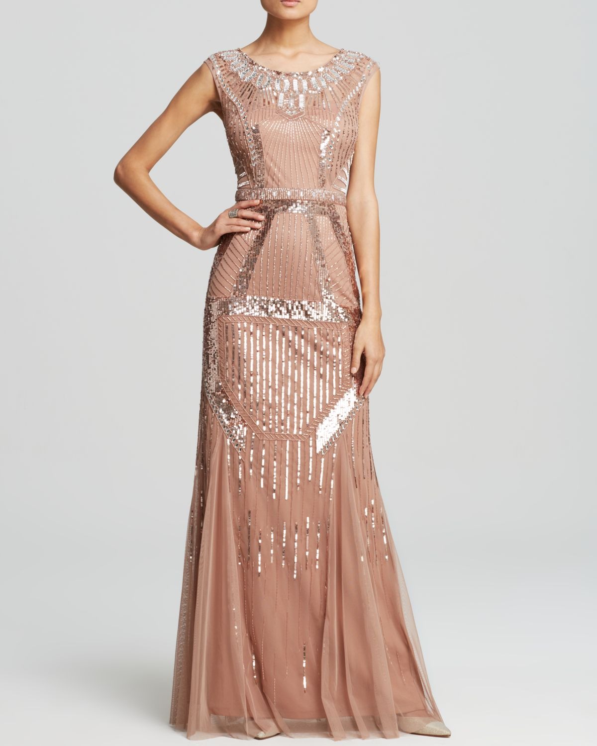 Lyst - Aidan Mattox Gown - Beaded Column in Pink