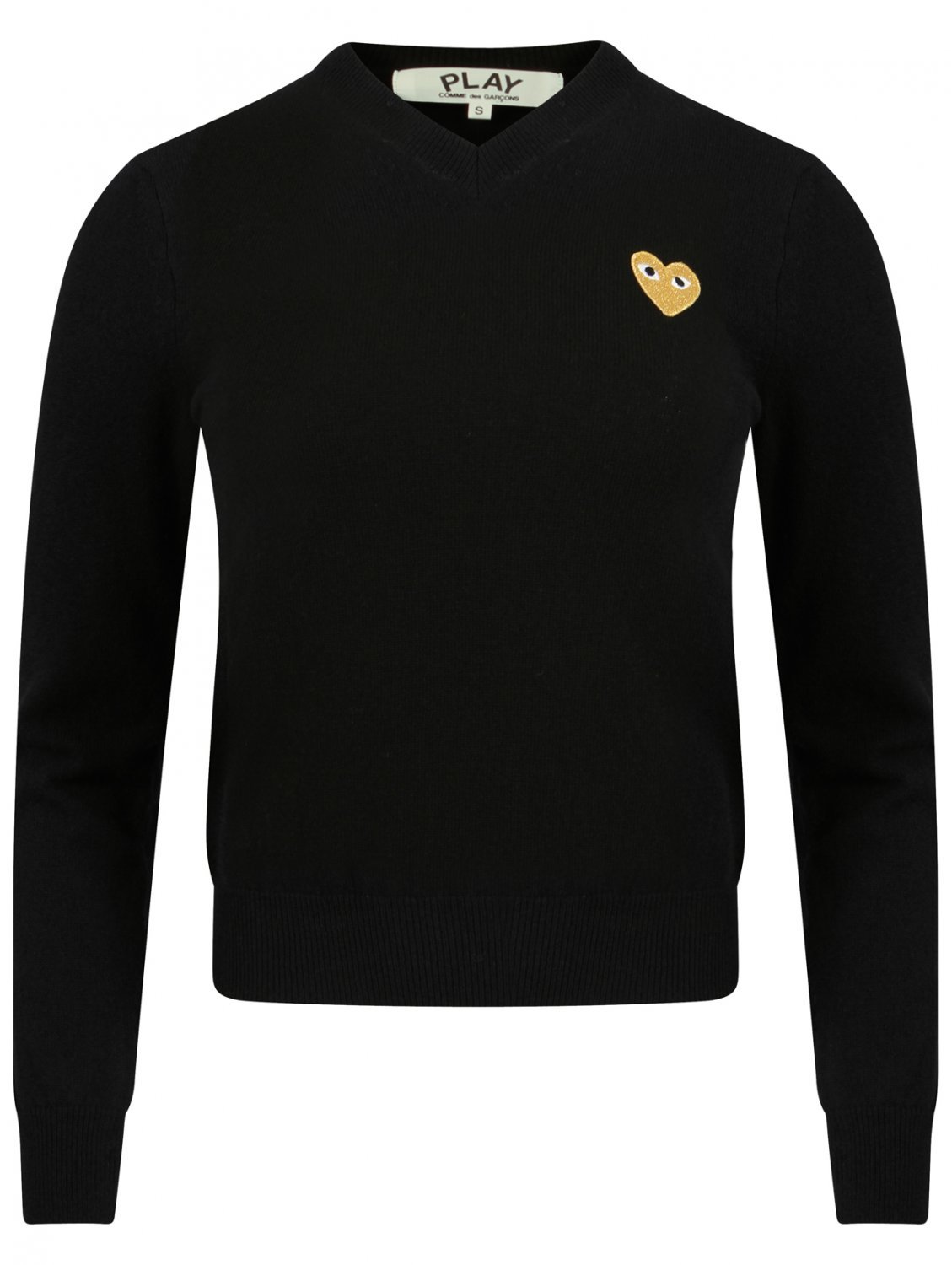 Comme des garçons Play Womens Gold Heart Jumper Black in Metallic | Lyst