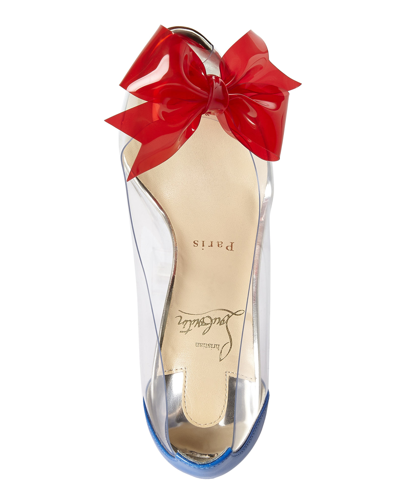 Christian louboutin Clear \u0026amp; Red Pvc Bow Pumps in Blue | Lyst