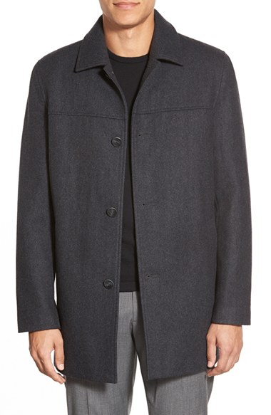 Vince camuto Melton Car Coat With Plaid Scarf in Gray for Men (CHARCOAL ...