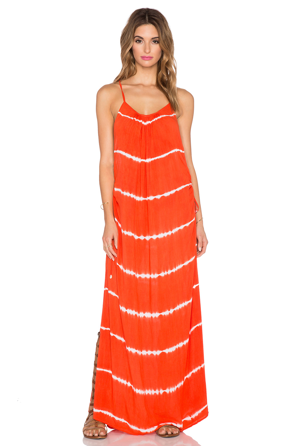 orange and green maxi dress
