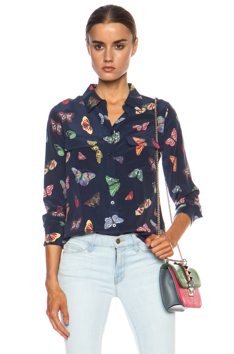 Feitong Large Size Women Summer Tops Butterfly Printed Off Shoulder Shirt Long Sleeve Casual 