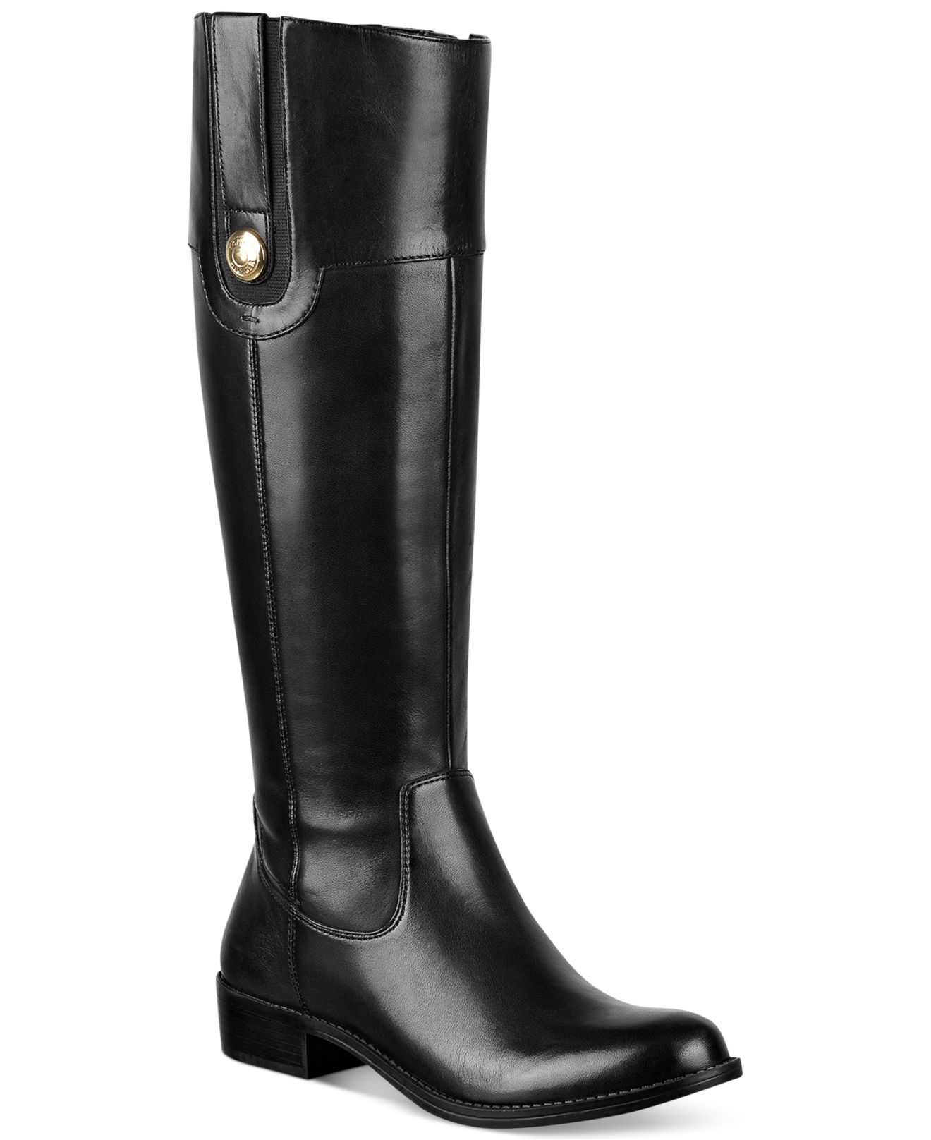 Tommy hilfiger Dalyn Wide Calf Riding Boots in Black | Lyst