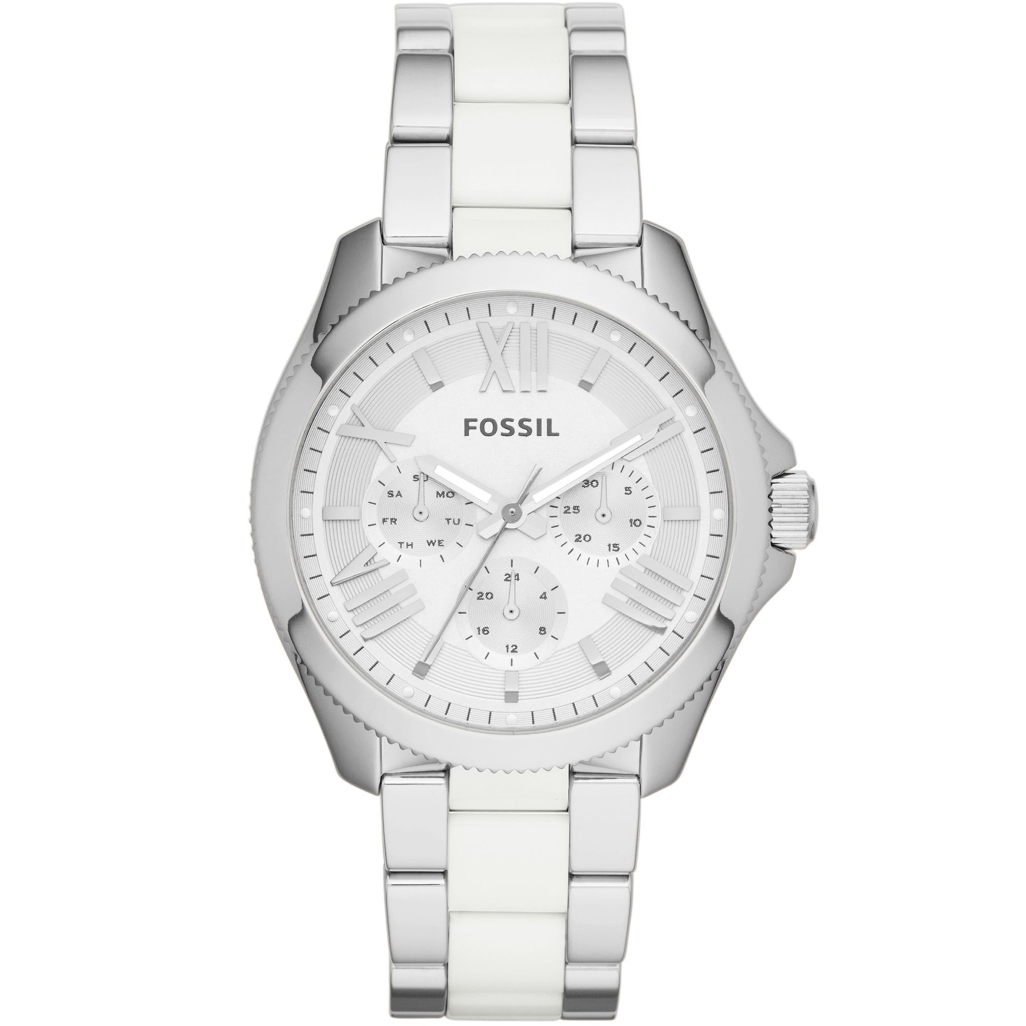 Lyst - Fossil Womens Cecile White and Stainless Steel Bracelet Watch ...