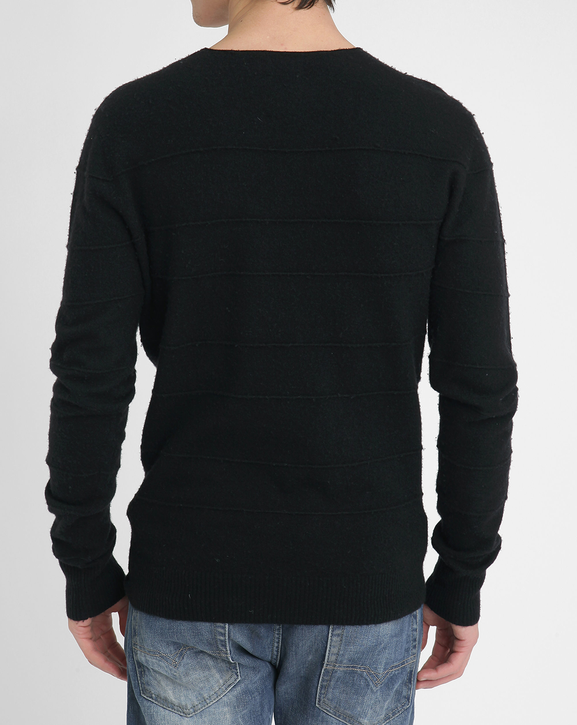 diesel black k sabath fancy knit neck sweater in diesel black k sabath fancy knit neck sweater in