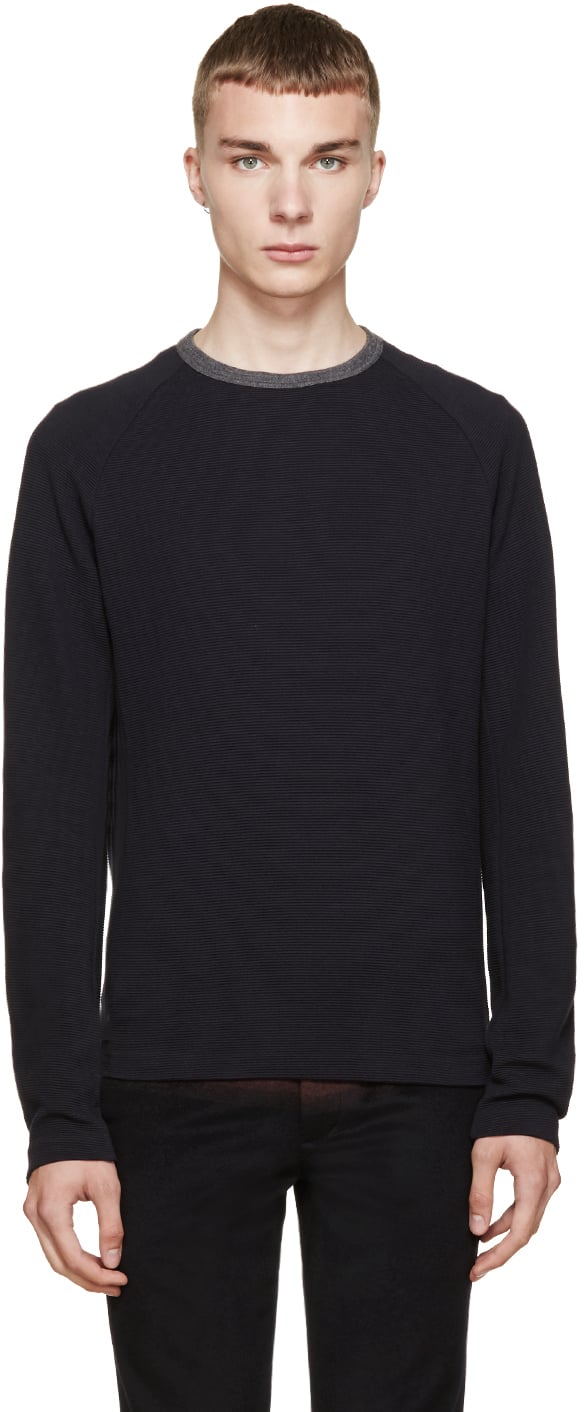 Kolor Navy Ribbed Sweater in Blue for Men | Lyst