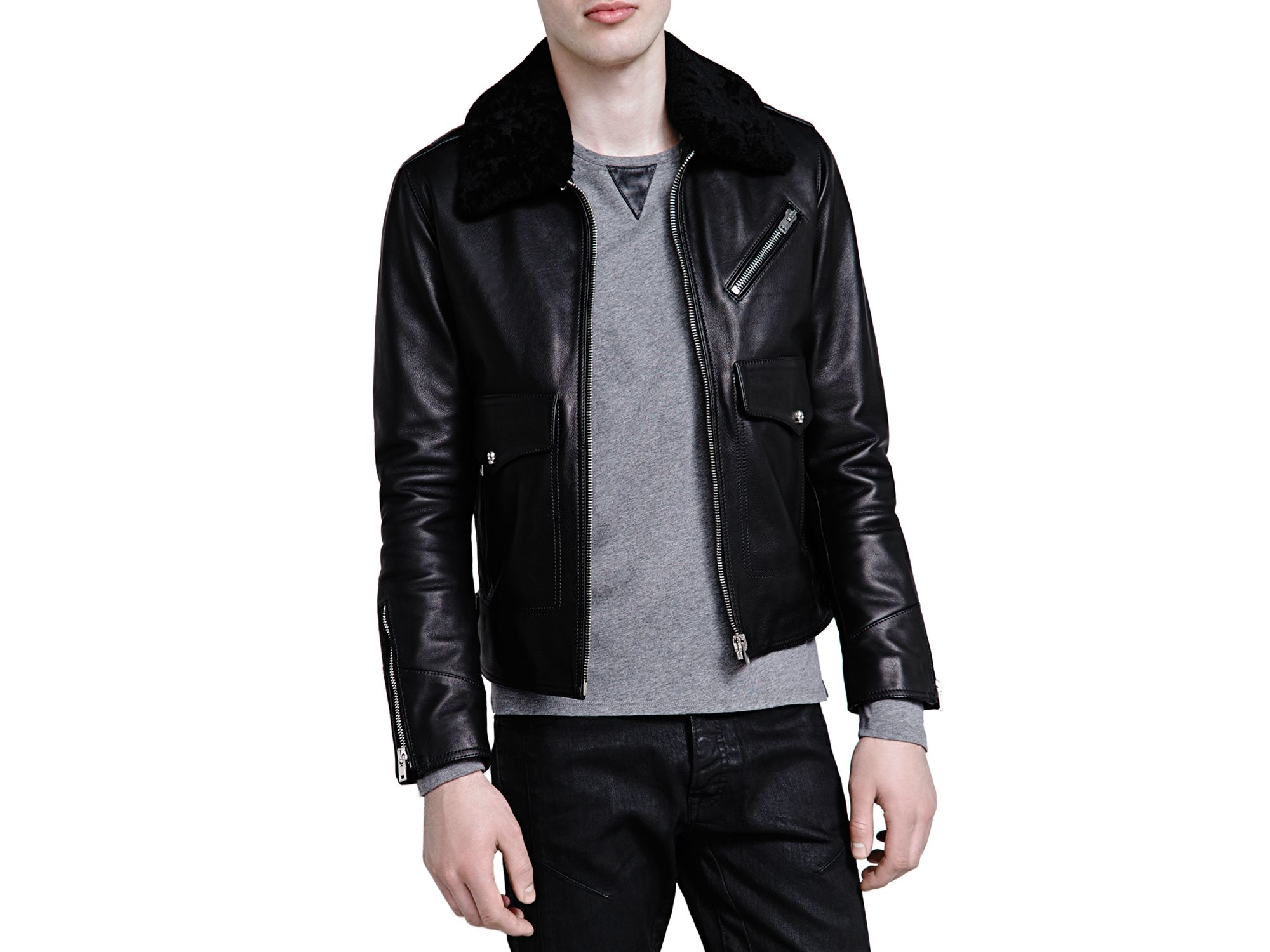 Lyst The Kooples Leather Jacket In Black Gallery