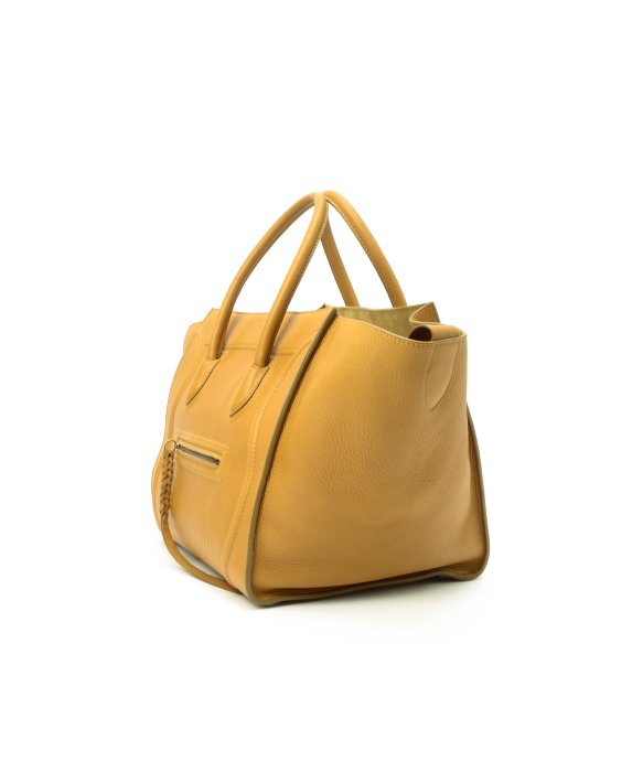 Cline Preowned Mustard Leather Phantom Trapeze Bag in Yellow ...