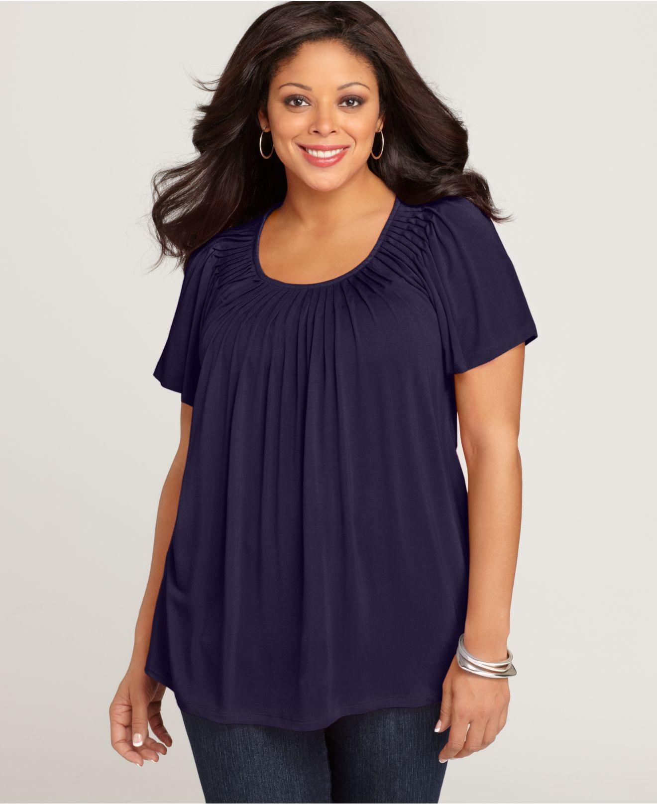 Lyst - Style & Co. Style&Co. Plus Size Short-Sleeve Pleated Top in Purple