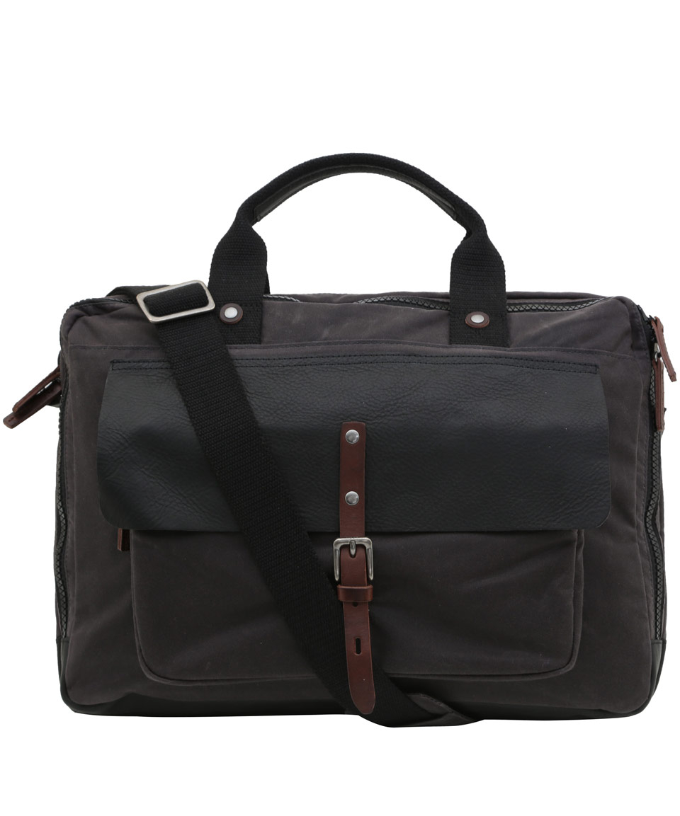 Ally Capellino Charcoal Isaac Waxed Cotton Laptop Bag in Black for Men ...