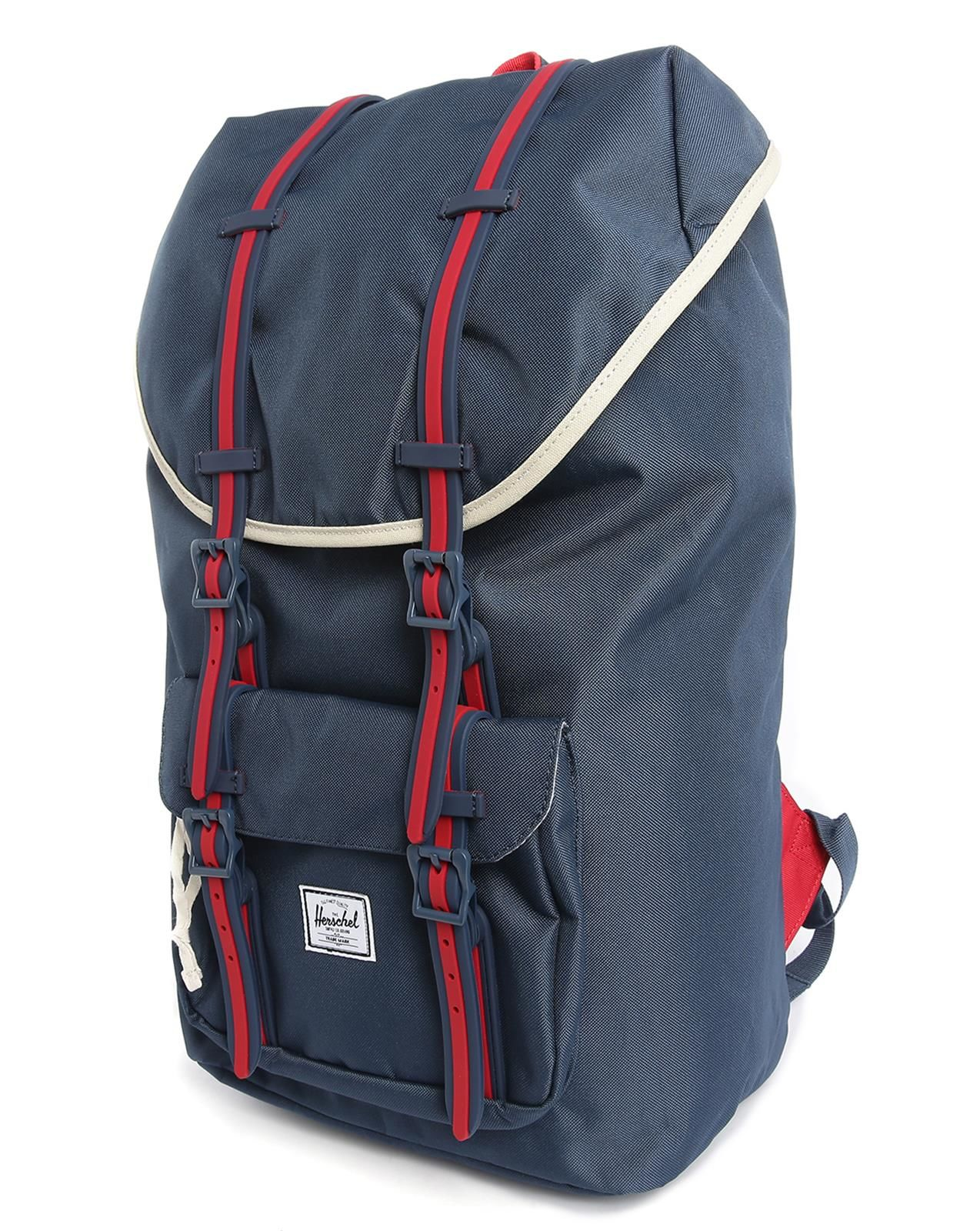 Herschel supply co. Navy Blue Little America Backpack With Red Clasp in