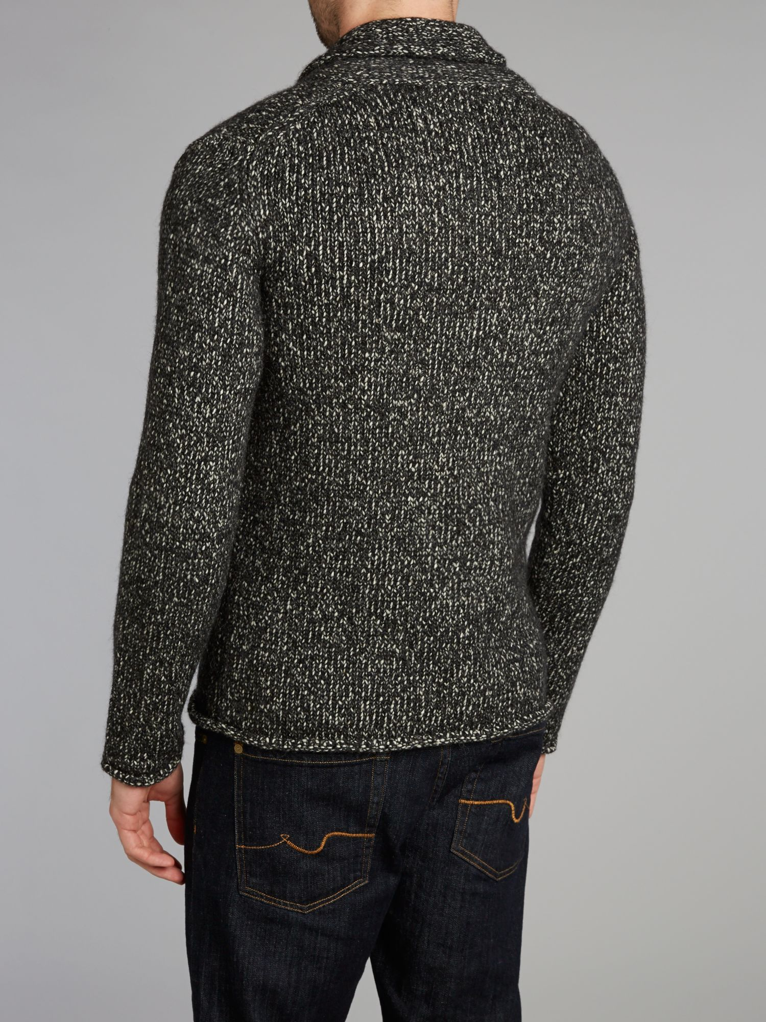 Armani | Gray Chunky Wool Shawl Neck Slim Fit Jumper for Men | Lyst