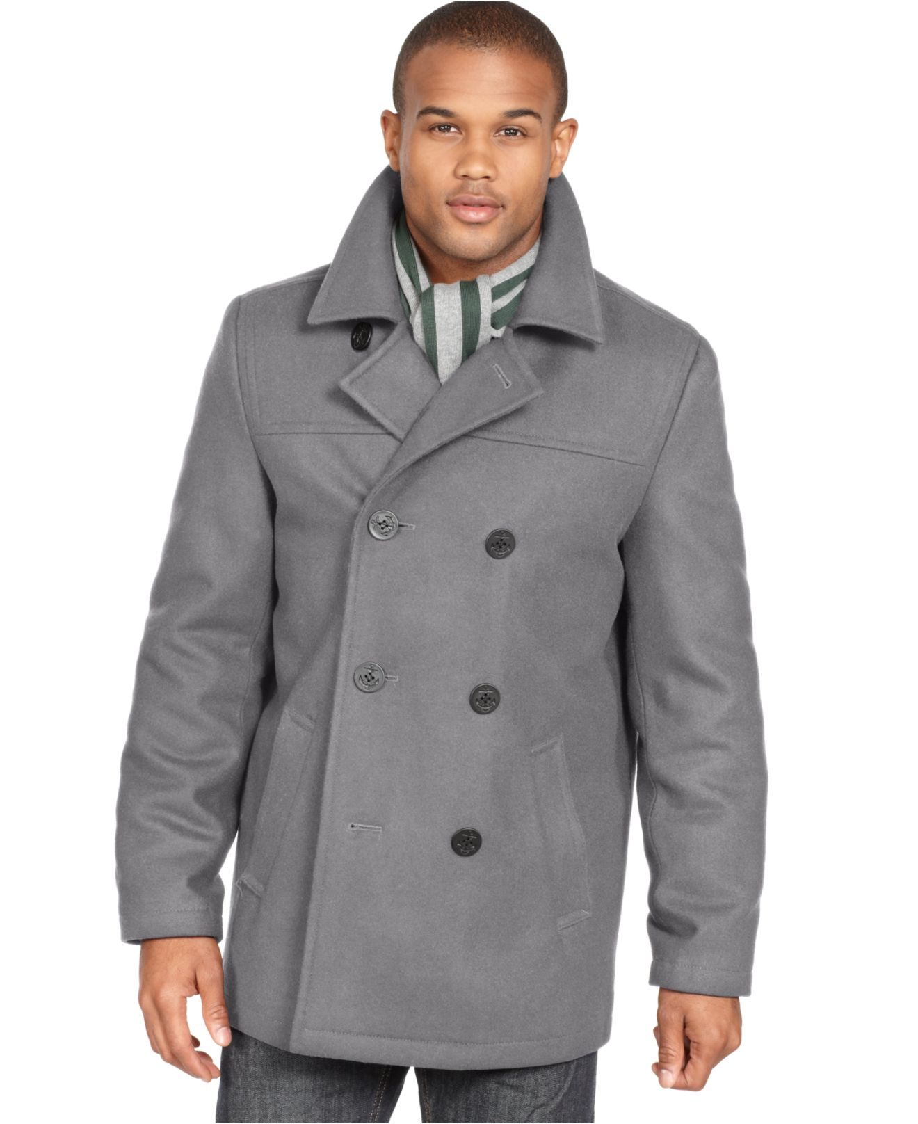 Lyst - Tommy hilfiger Melton Wool-Blend Peacoat in Gray for Men