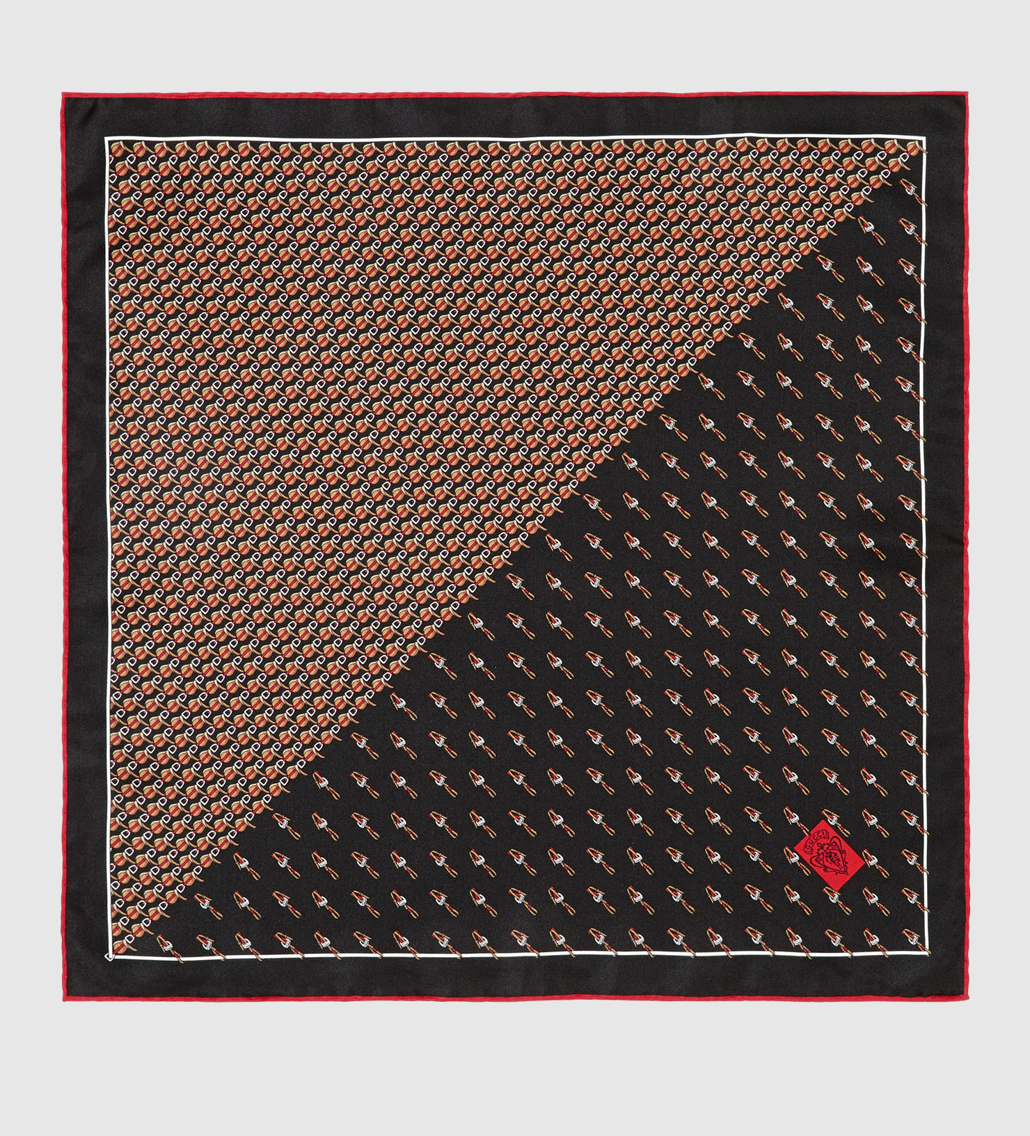 Gucci Printed Silk Pocket Square in Black for Men Lyst