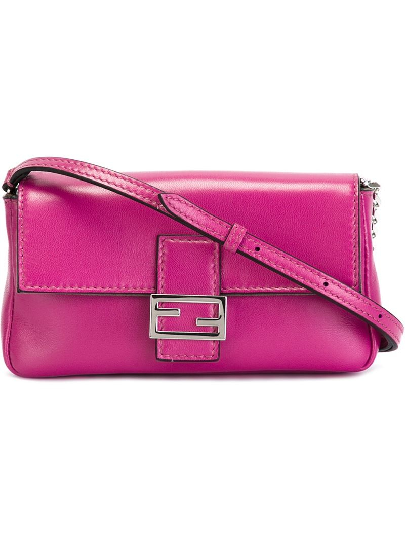 Lyst Fendi Micro Baguette CrossBody Bag in Pink
