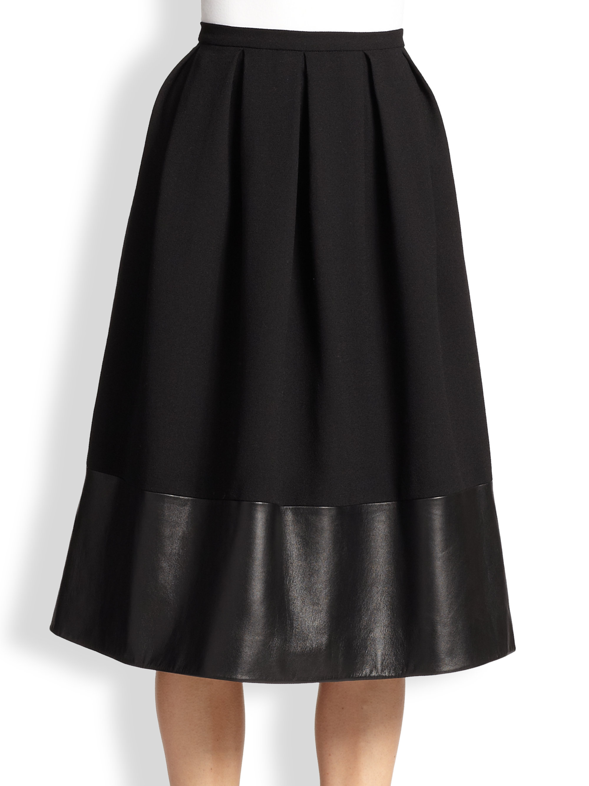Christopher Kane Wool & Leather Princess Skirt in Black | Lyst