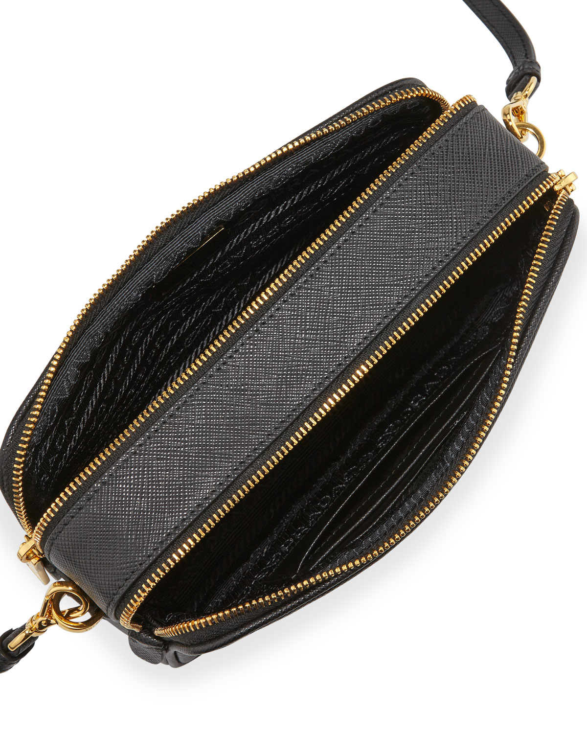 Prada Saffiano Mini Crossbody Bag in Black - Lyst