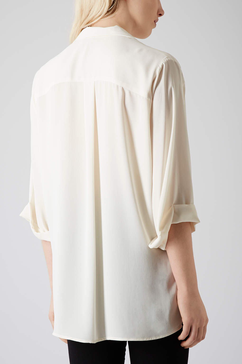 white drape front blouse