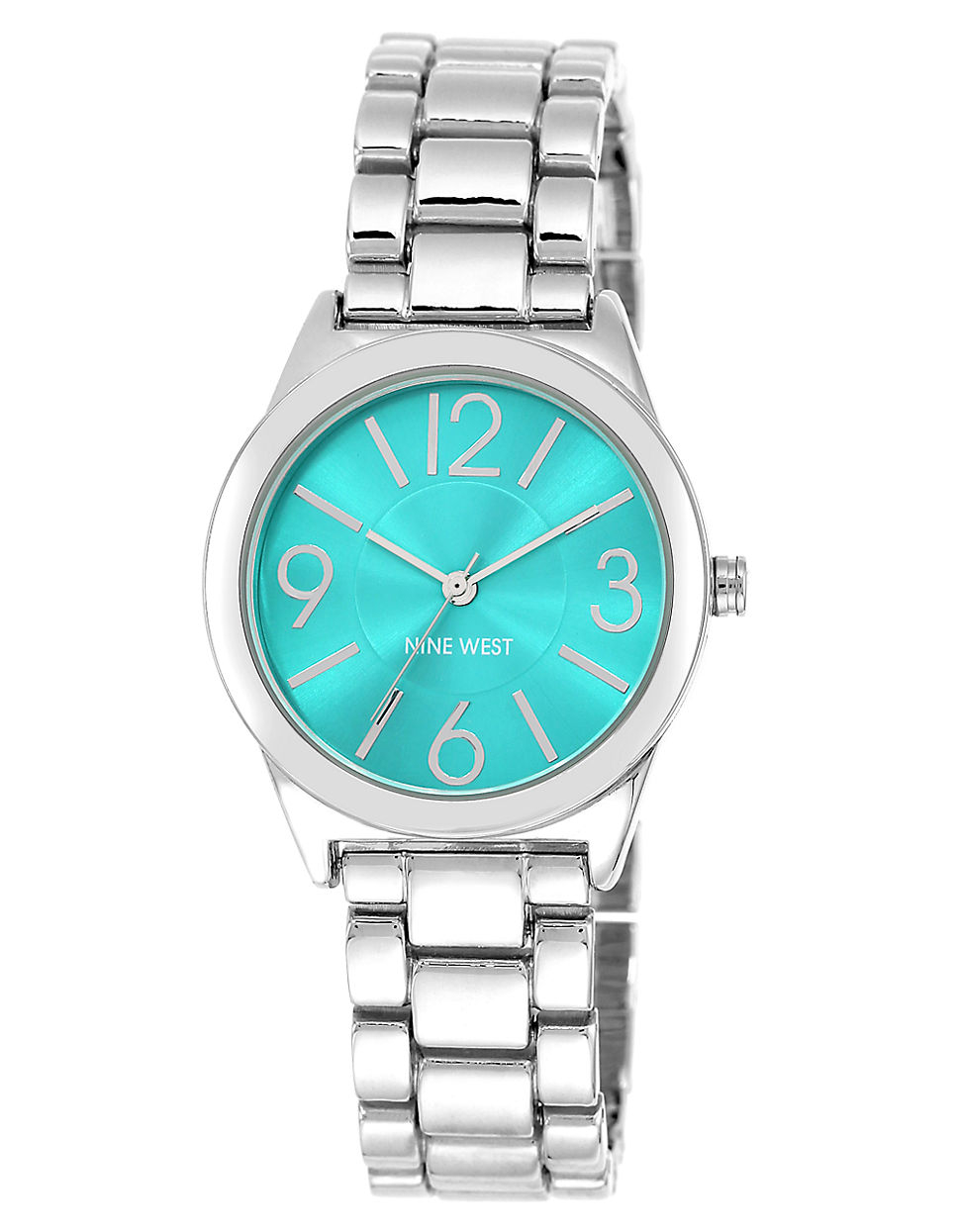 Lyst Nine West Ladies Silvertone Watch With Turquoise Dial in Metallic