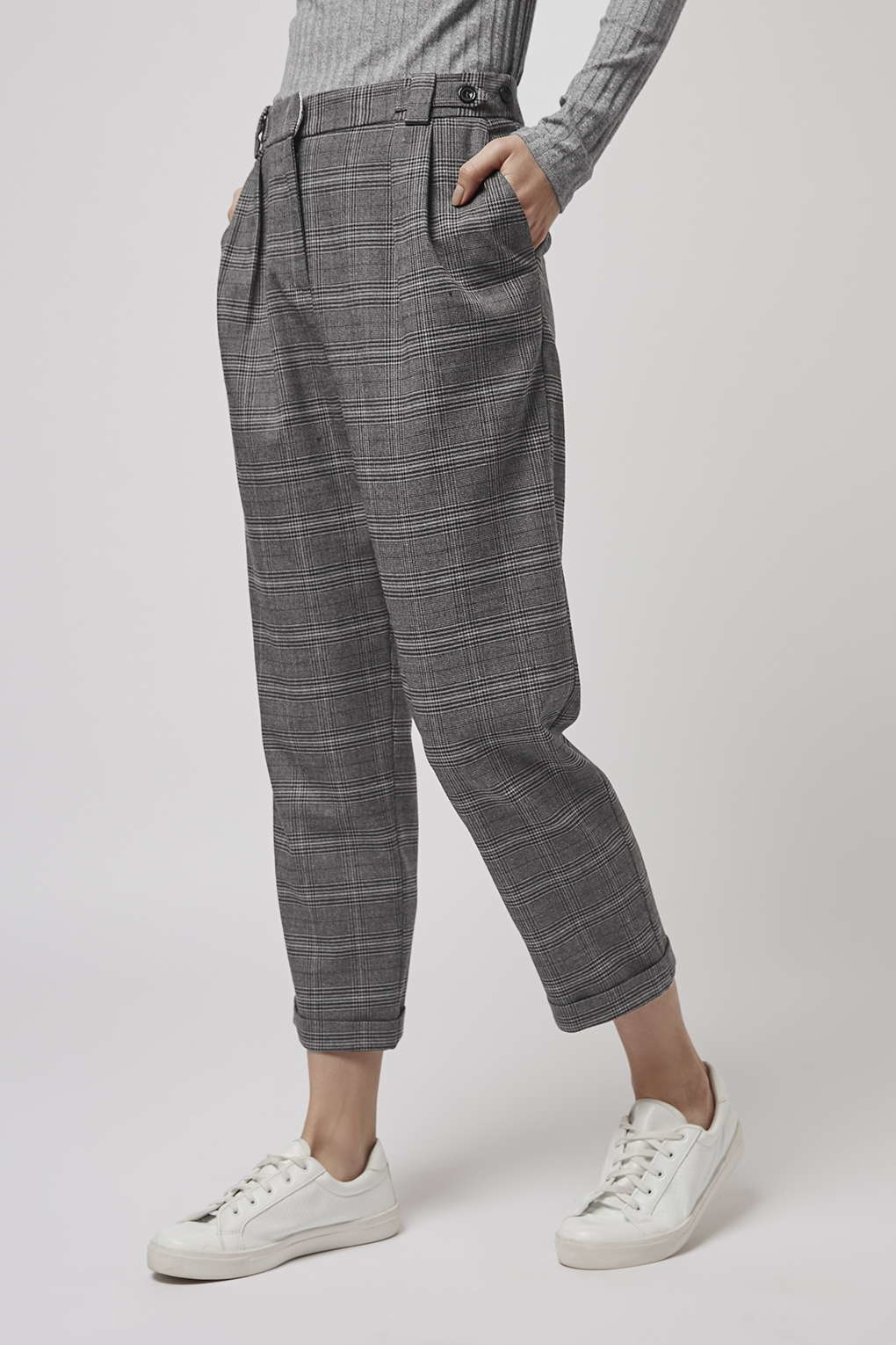 Topshop Check Peg Trousers in Gray - Lyst