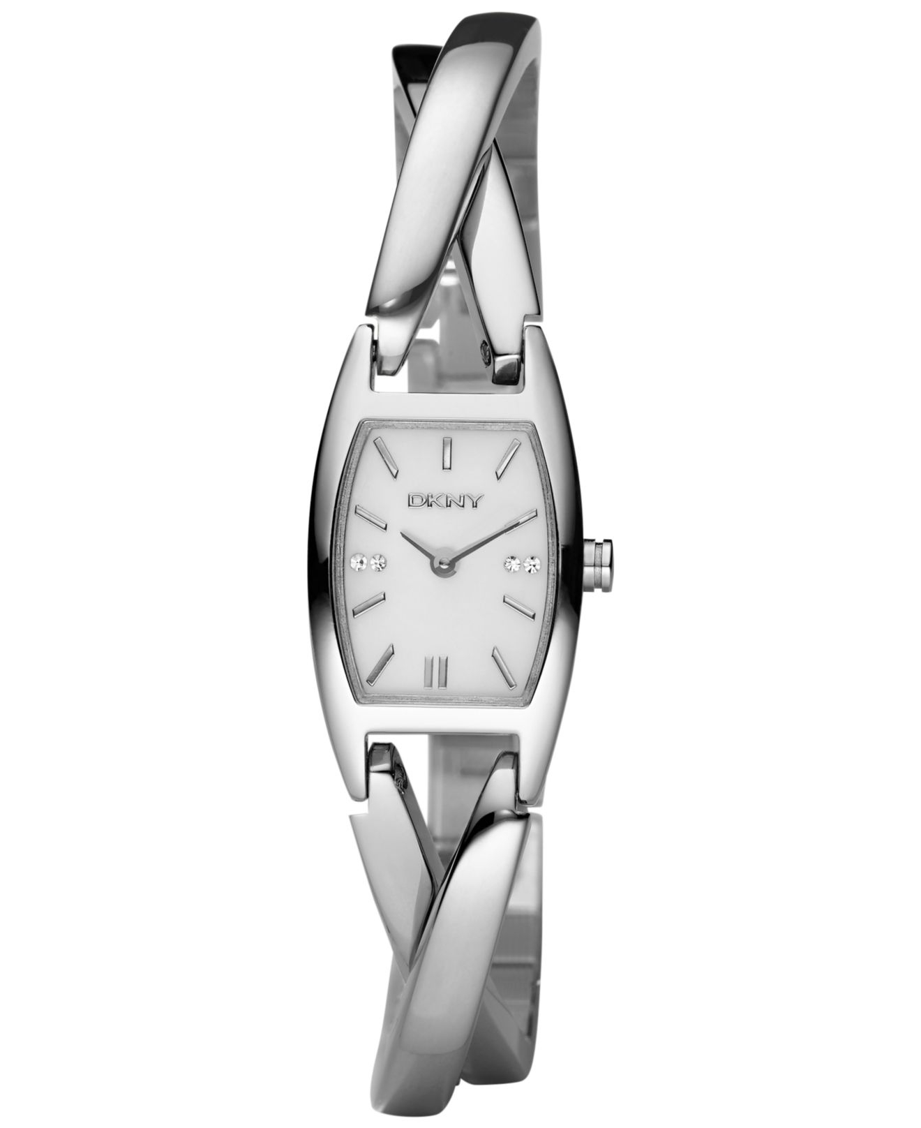 Lyst Dkny Women S Crosby Stainless Steel Crossover Half Bangle Gallery