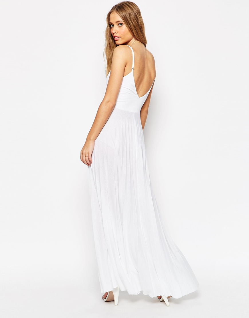White Pleated Maxi Dress