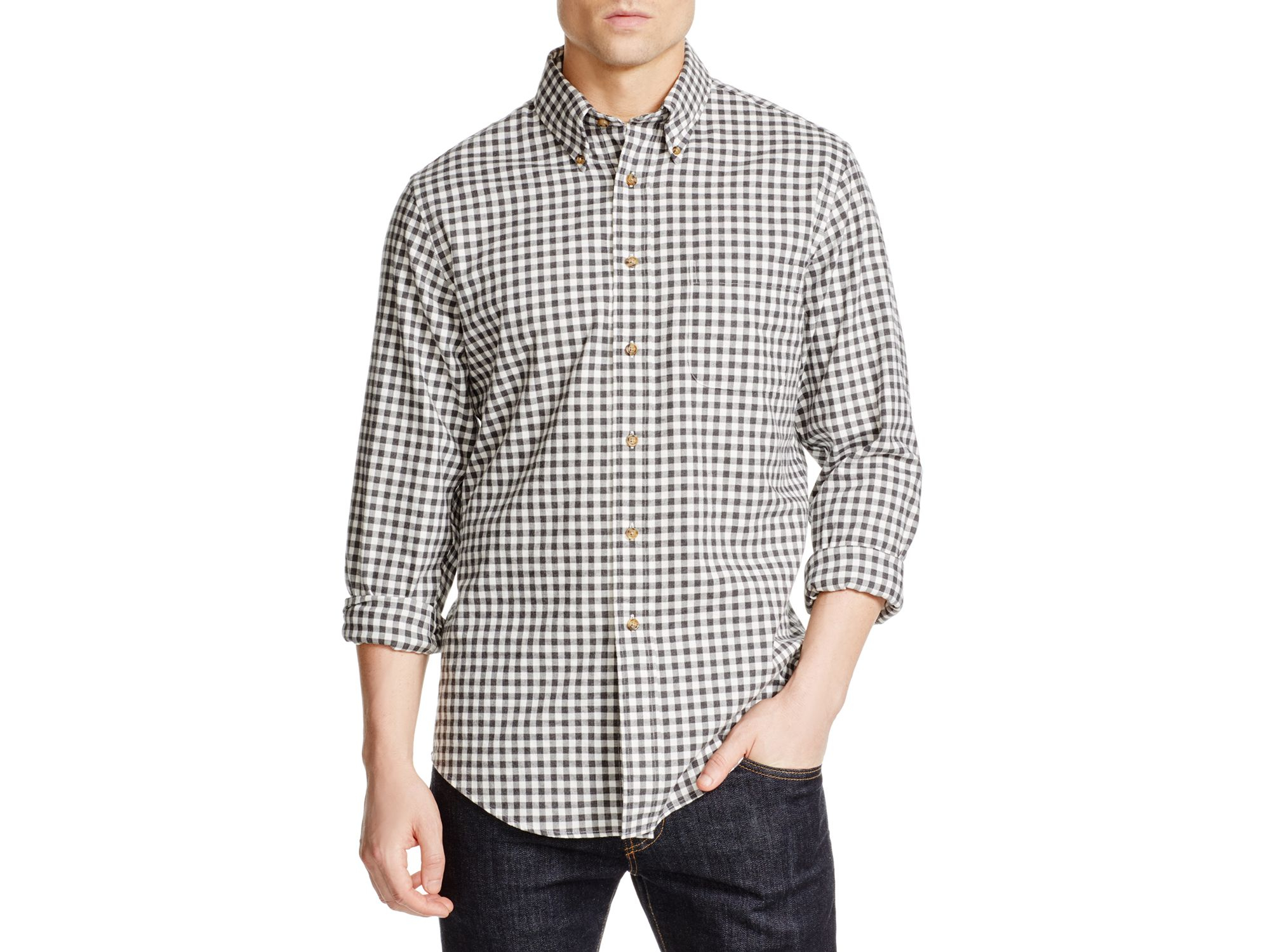 Lyst - Brooks Brothers Flannel Gingham Regular Fit Button Down Shirt in ...