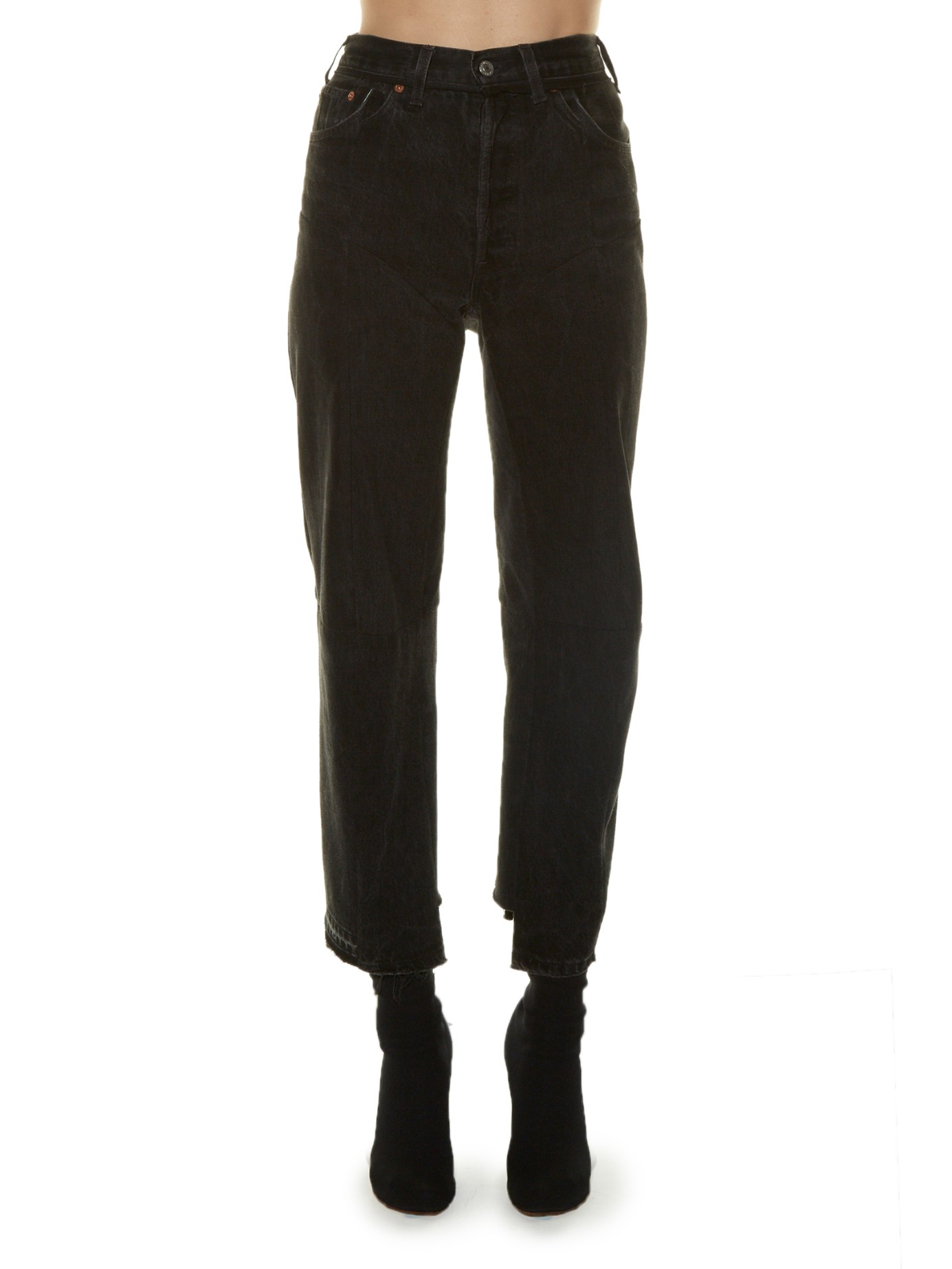 high rise black straight leg jeans