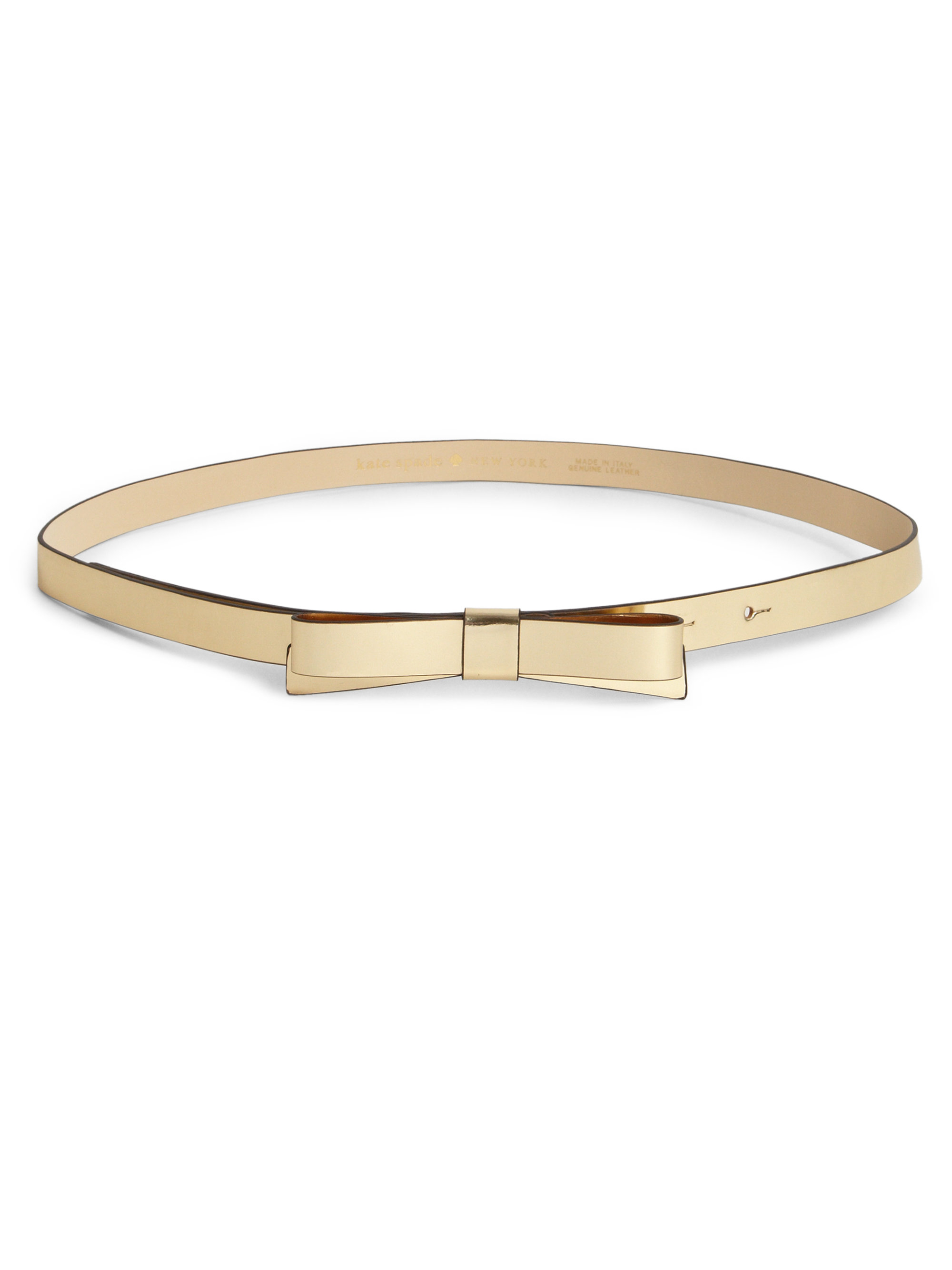 Lyst - Kate Spade New York Skinny Leather Bow Belt in Metallic