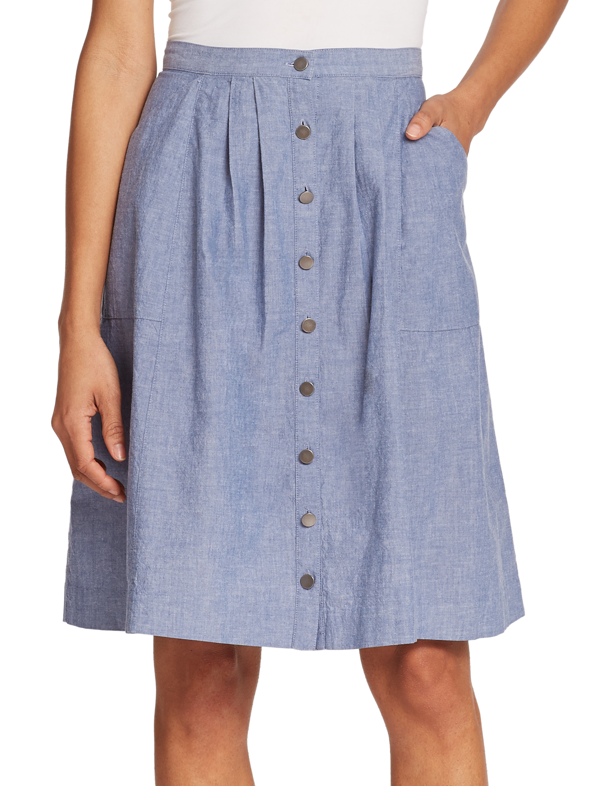 Lyst - Joie Brinker Button-front Chambray Skirt in Gray