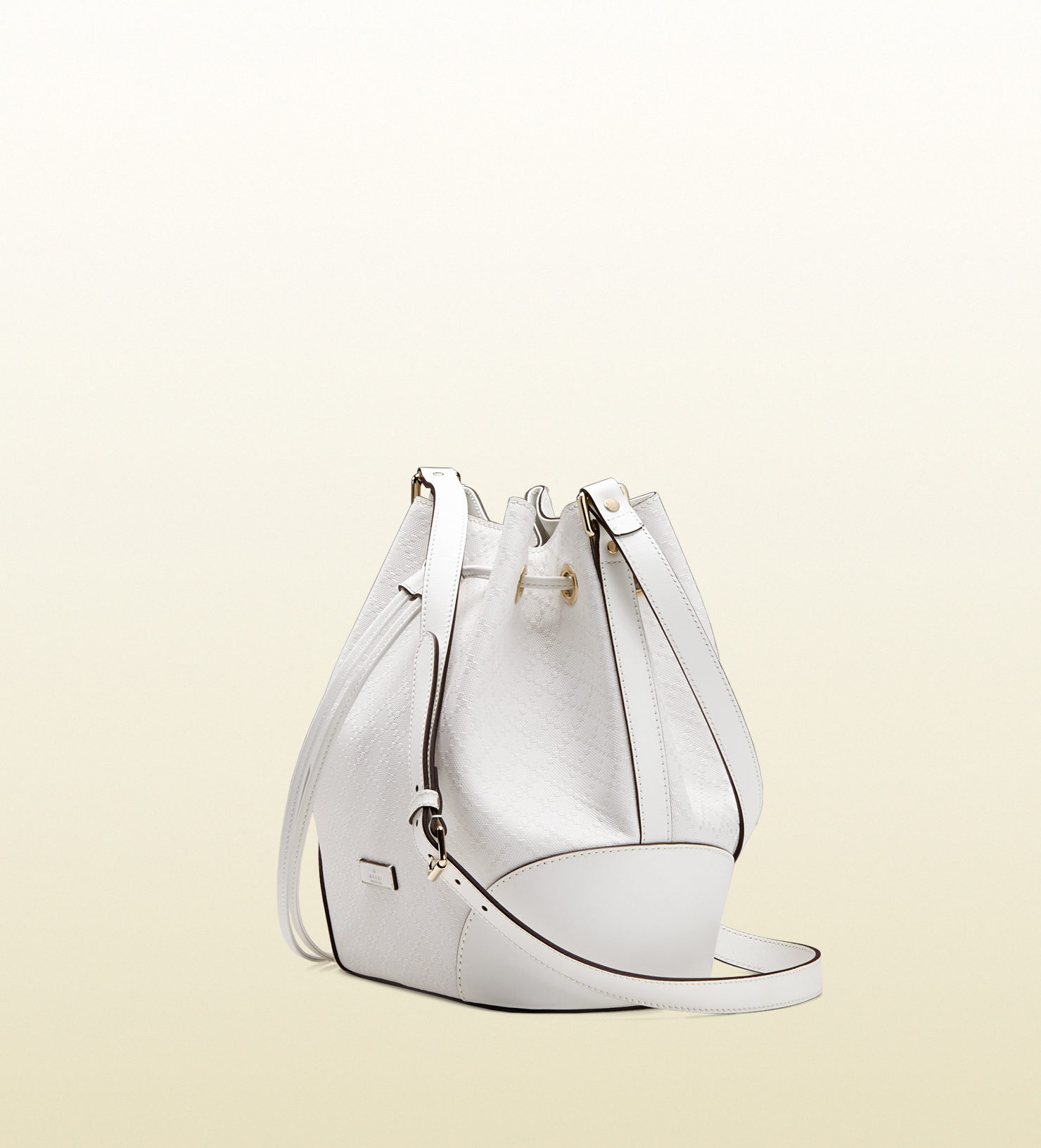 Lyst Gucci Bright Diamante Leather Bucket Bag in White