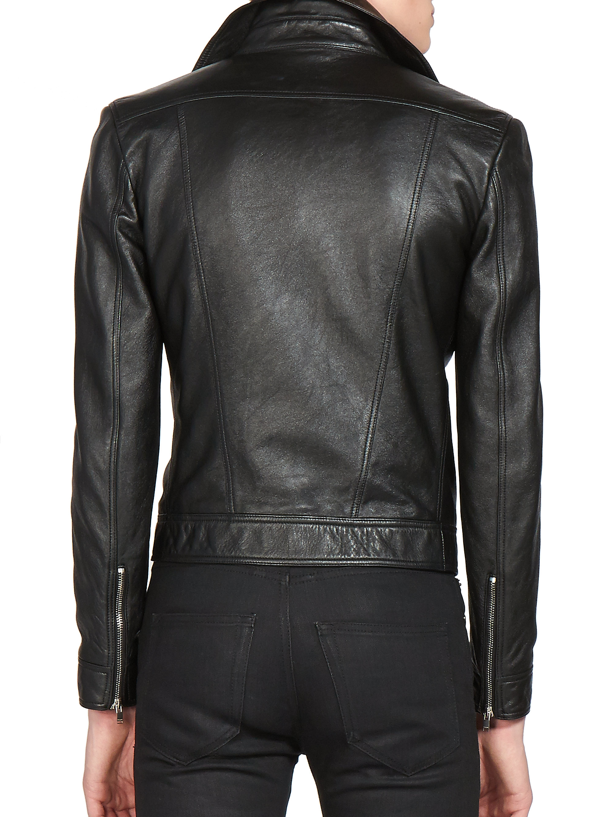Lyst - Saint Laurent Cropped Leather Jacket in Black for Men
