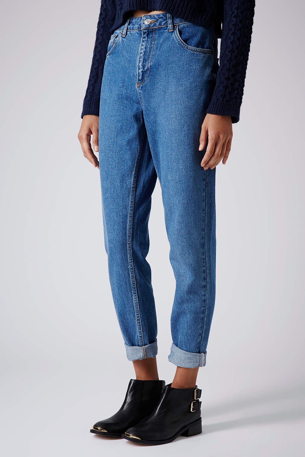 Moto Vintage Wash Mom Jeans in Blue (MID STONE) Lyst