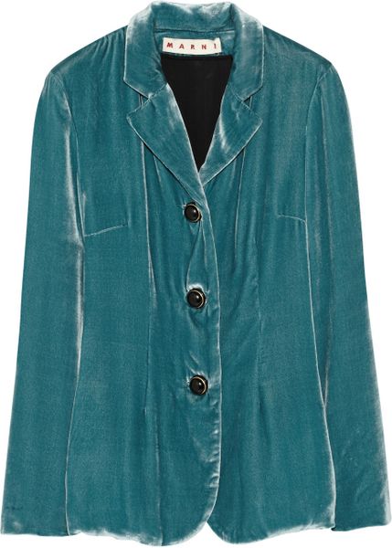 Marni Velvet Blazer in Blue (Teal) | Lyst