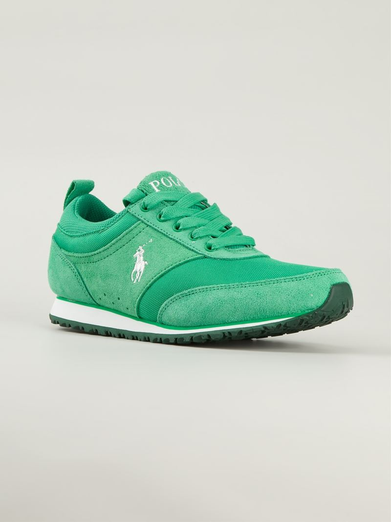  Polo  ralph  lauren  Logo Panelled Sneakers in Green  for Men 