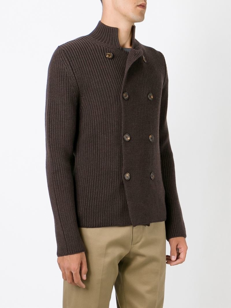 Lyst Eleventy Double Breasted Cardigan in Brown for Men