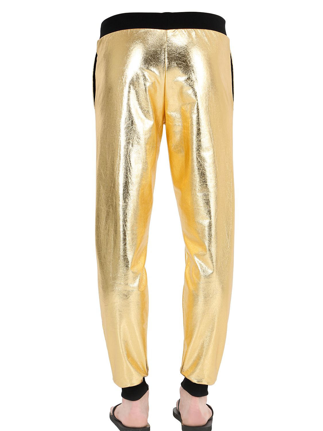 Lyst - Moschino Gold Cotton Jogging Pants in Metallic