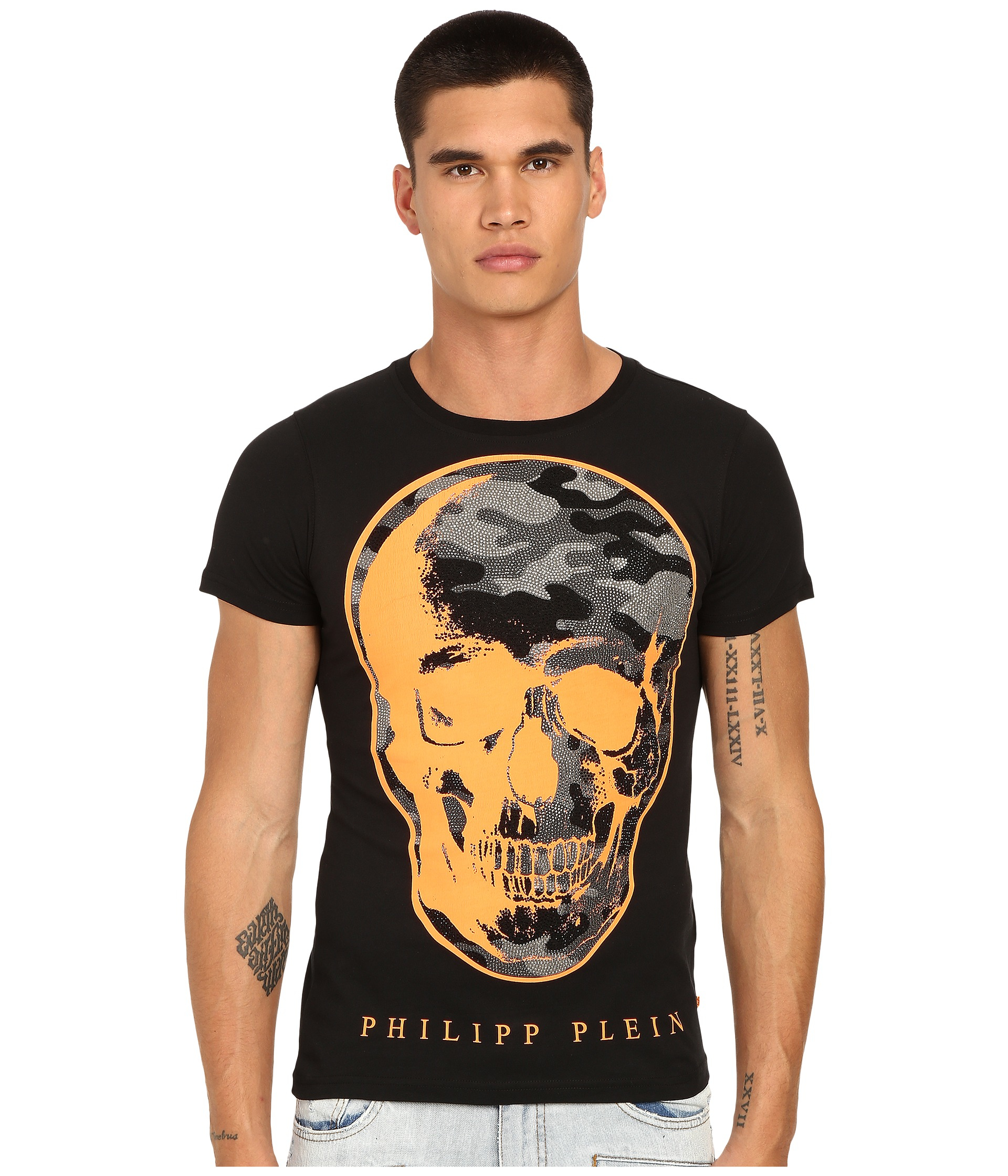 Lyst - Philipp Plein Camo Skull T-shirt in Orange for Men