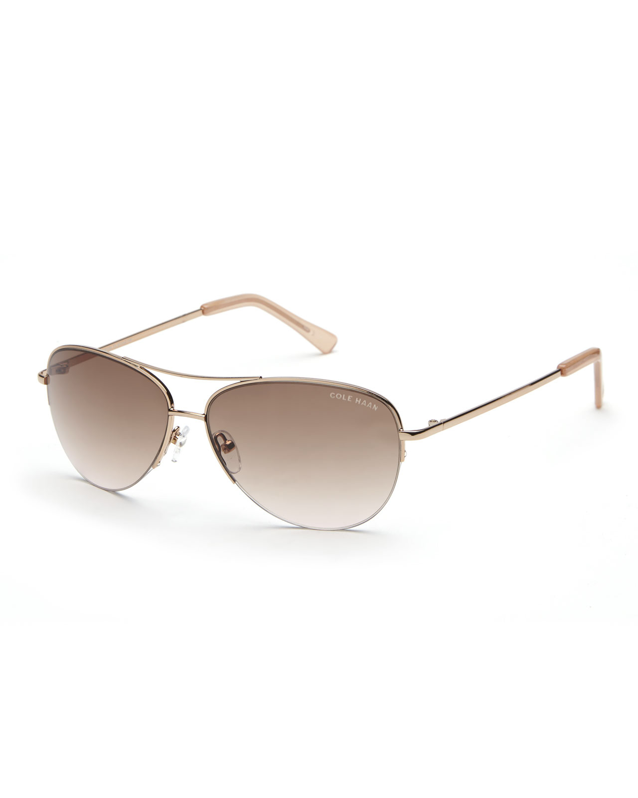 Lyst Cole Haan Rose GoldTone C6139 HalfRim Aviator Sunglasses in
