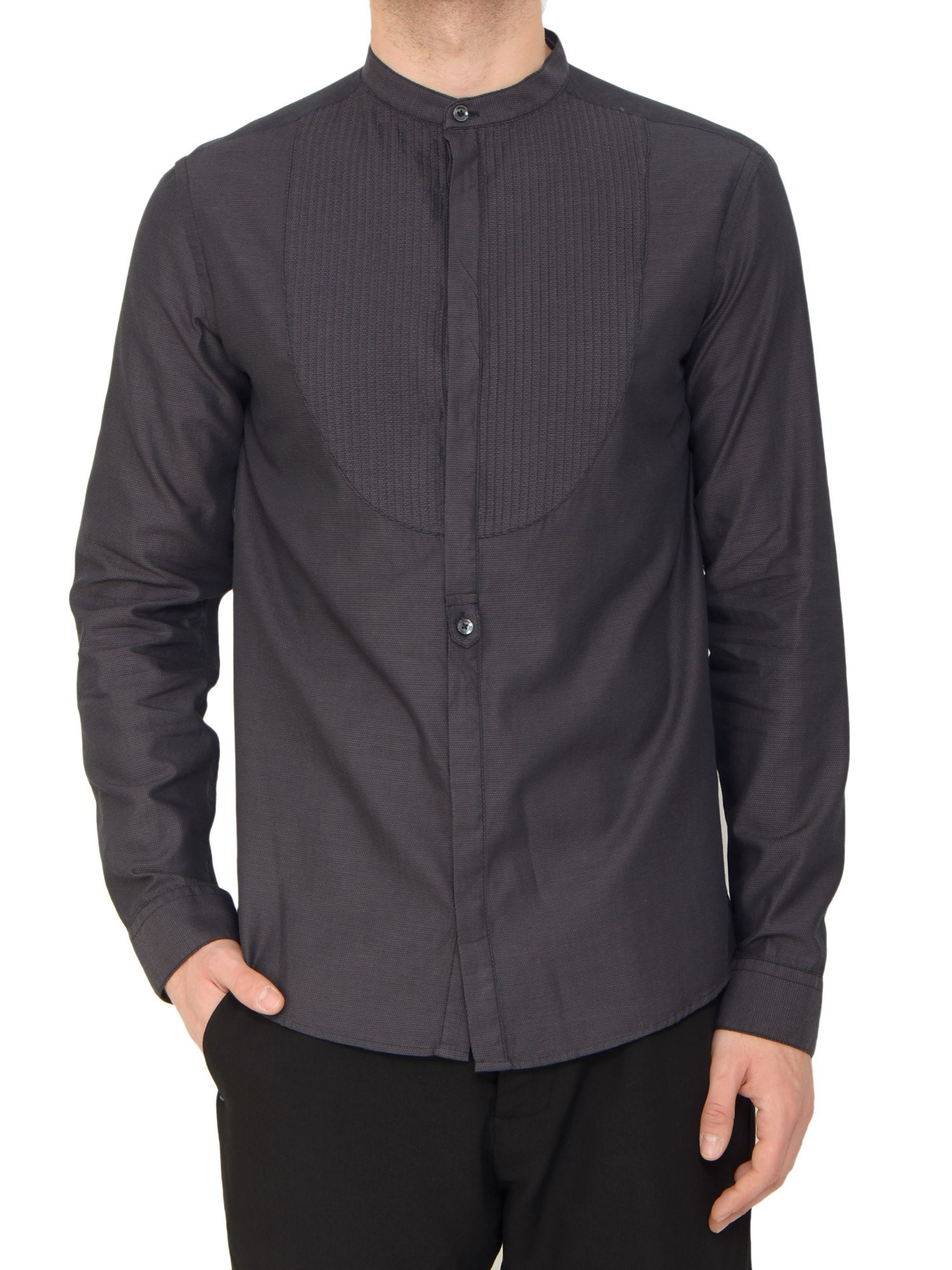 Balmain Mandarin Collar Shirt in Black for Men (Nero) Lyst