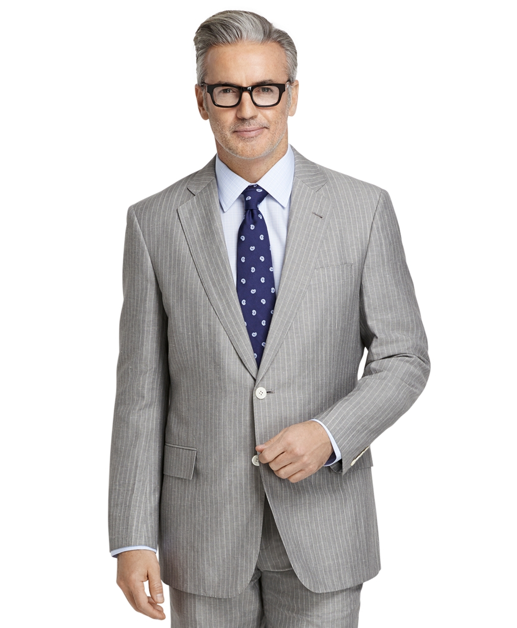 Brooks brothers Regent Fit Wool And Linen Striped Suit in Gray for Men ...
