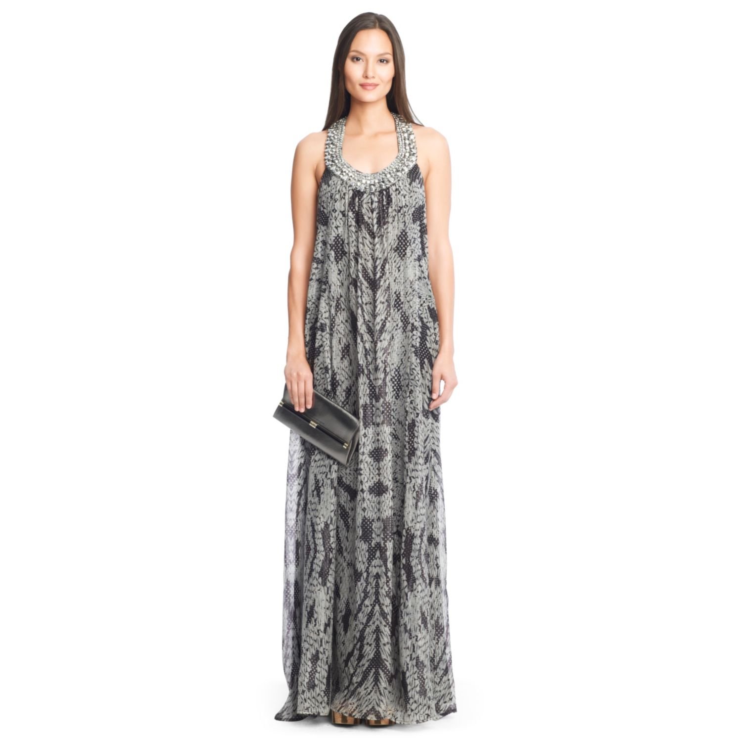 Diane Von Furstenberg Willemma Embellished Chiffon Gown in Black | Lyst